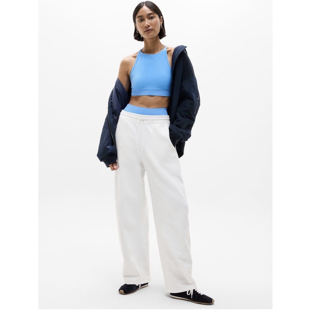 ATHLETA Forever Fleece Mid Rise Barrel Pant‎ Size Small Bright White #767996 NEW